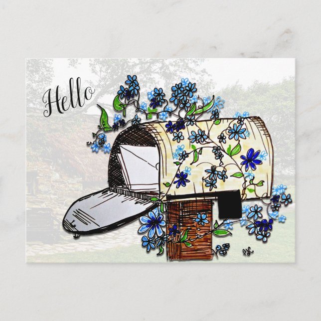 Hello Mailbox Art Blank Postcard (Front)