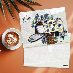 Hello Mailbox Art Blank Postcard