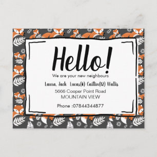 Hello meet the neighbours fox woodland postcard