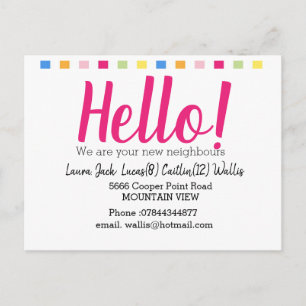 Hello meet the neighbours postcard