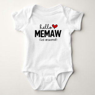 Hello Memaw God Answered Prayer Baby Bodysuit