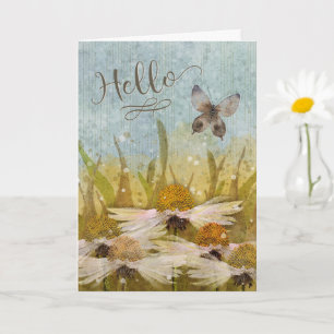 Hello Messy Flowers and Butterfly  Card