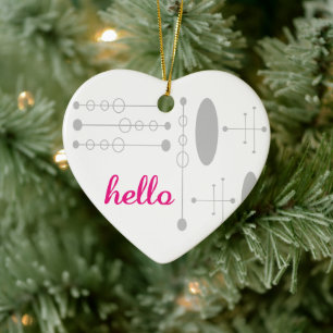 Hello Mid-Century Modern MCM New Home Keepsake Ceramic Tree Decoration