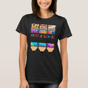 Hello Middle School Leopard Tie Dye Pencil Cute Te T-Shirt