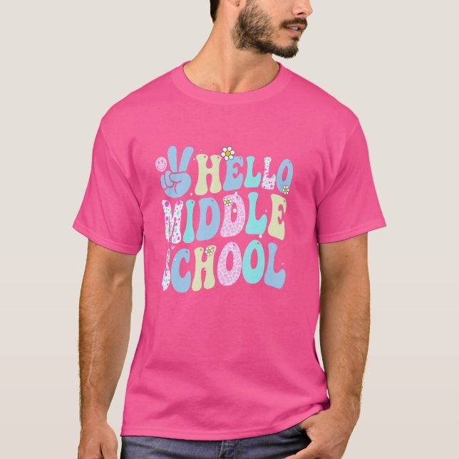 Hello Middle School Shirt Groovy Back To School St (Front)