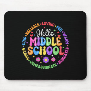 Hello Middle School Team Groovy First Day Of Schoo Mouse Mat