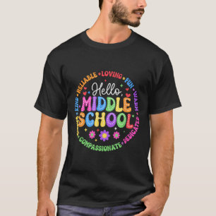 Hello Middle School Team Groovy First Day Of Schoo T-Shirt