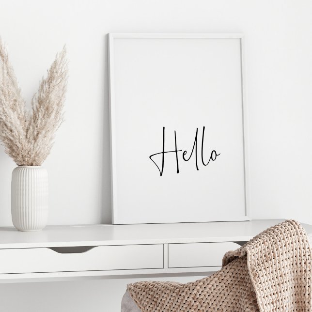 Hello Minimal Modern Black and White Typography Poster (Creator Uploaded)