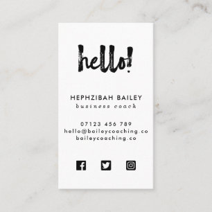 Hello Minimalist Social Media Business Card