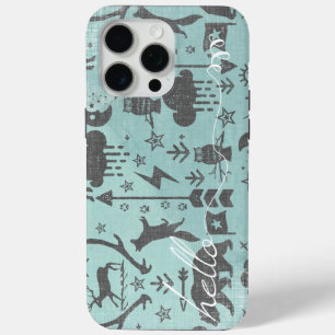 Hello Mint Linen Bear Fox Pattern iPhone 6 Plus iPhone 15 Pro Max Case