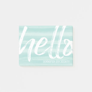 Hello - Modern and Whimsical - teal watercolor Post-it Notes