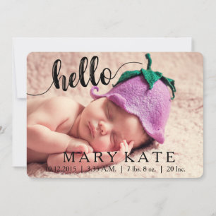HELLO MODERN BIRTH ANNOUNCEMENT PHOTOCARD BLACK