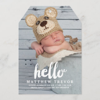 Hello | Modern Boy Baby Birth Announcement