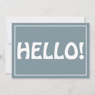 Hello Modern Custom Monogrammed Initials Name Blue Thank You Card