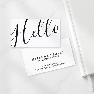"Hello" Modern Minimalist Black and White Business Card