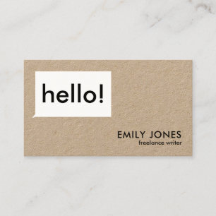 Hello Modern Minimalist Kraft Business Card