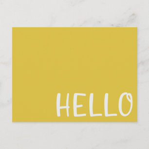 Hello   Modern Mustard Yellow Minimalist Simple Postcard