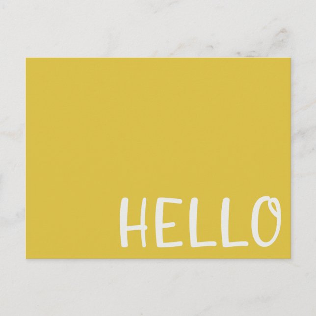 Hello | Modern Mustard Yellow Minimalist Simple Postcard (Front)
