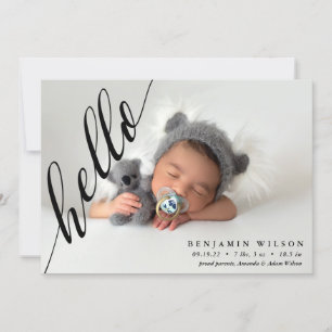 Hello Modern Photo Baby Birth Announcement