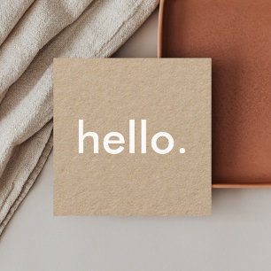 Hello Modern Professional Kraft Square Business Card