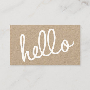 Hello Modern Professional Script Kraft Paper Business Card