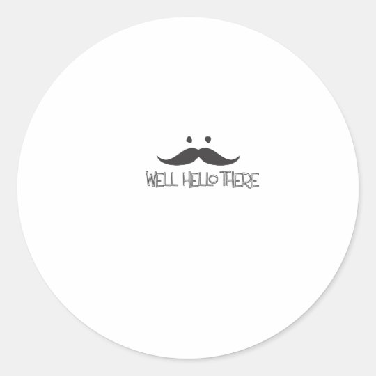 Hello Moustache Classic Round Sticker