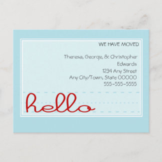 Hello Moving Announcement Postcard