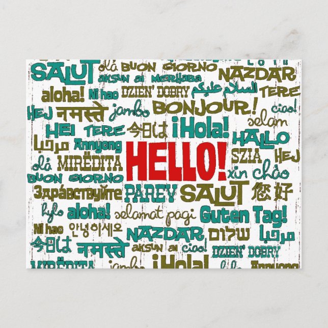 Hello (Multi Language) Postcard (Front)