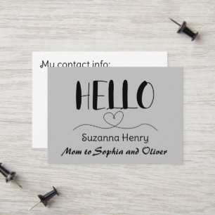 Hello Mum Contact Card Mummy Calling Card