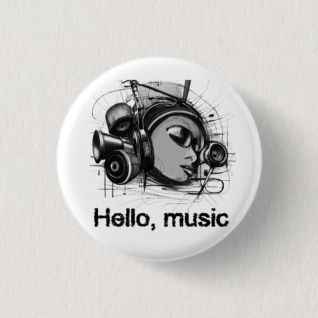hello music 3 cm round badge (Front)