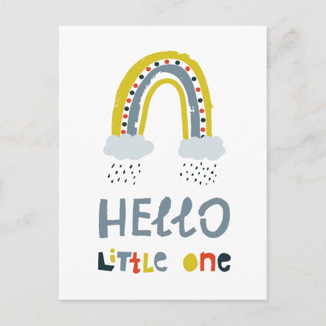 Hello My Little One Rainbow Postcard (Front)