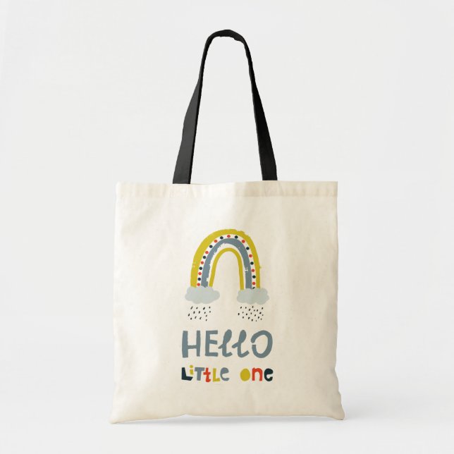 Hello My Little One Rainbow Tote Bag (Front)