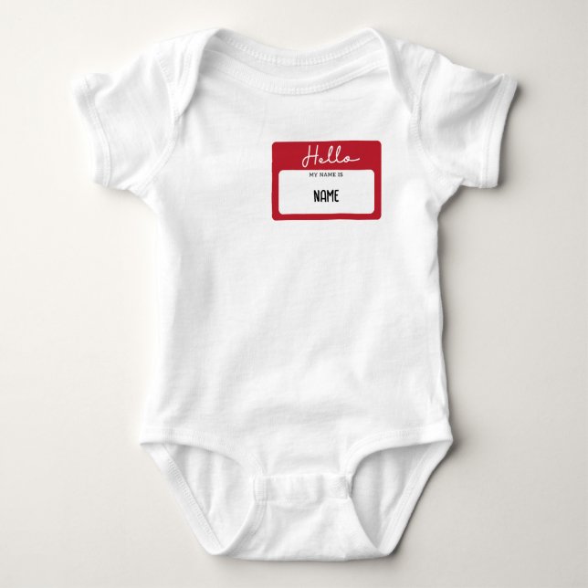 Hello My Name Baby Body Suite Bodysuit (Front)