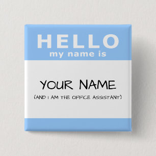 hello my name is 15 cm square badge