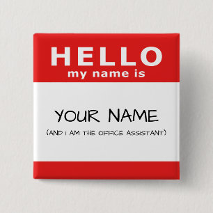 hello my name is 15 cm square badge
