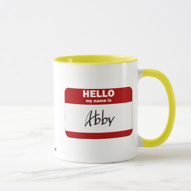 Hello My Name Is Abby (Red) Mug (Right)