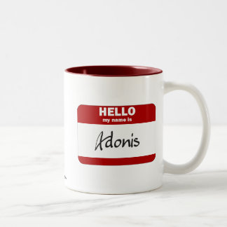 Hello My Name Is Adonis (Red) Two-Tone Coffee Mug