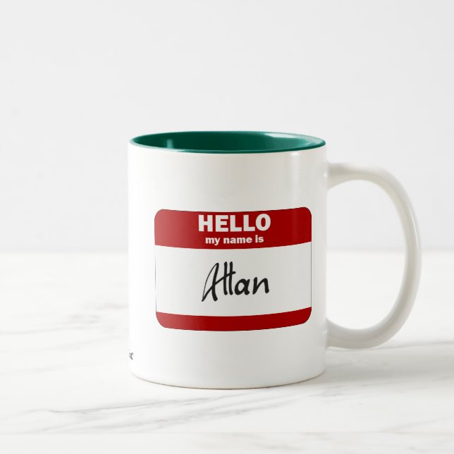Hello My Name Is Allan (Red) Two-Tone Coffee Mug (Right)