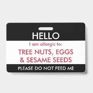 Hello My Name is Allergic To Kids Custom Allergy ID Badge