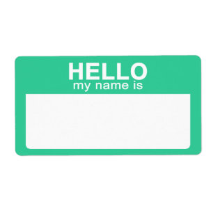 Hello My Name is, Aqua Name Tag Labels