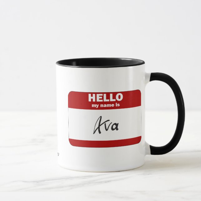 Hello My Name Is Ava (Red) Mug (Right)