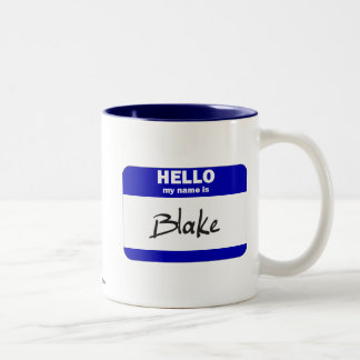 Hello My Name Is Blake (Blue) Two-Tone Coffee Mug