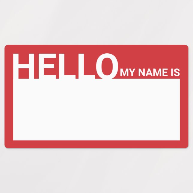 "Hello My Name Is" Blank Modern Red (Design 1)