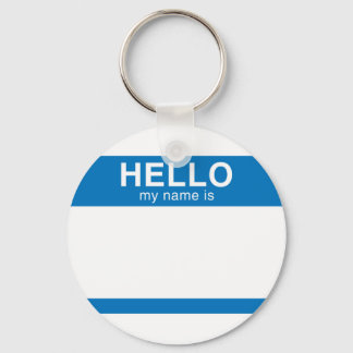 Hello My Name Is - Blue Key Ring