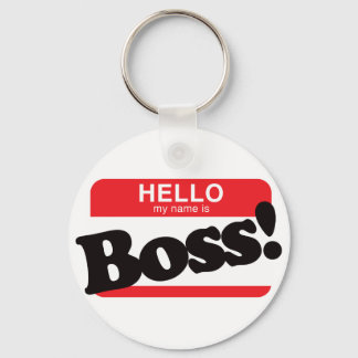Hello My Name Is Boss Key Ring