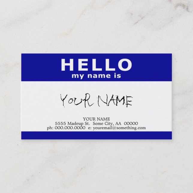 hello my name is business card (Front)