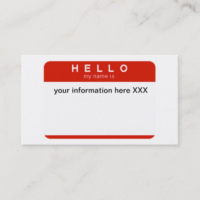 Hello my name is business cards (Front)