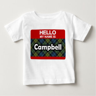 Hello My Name is Campbell Scottish Tartan Baby T-Shirt