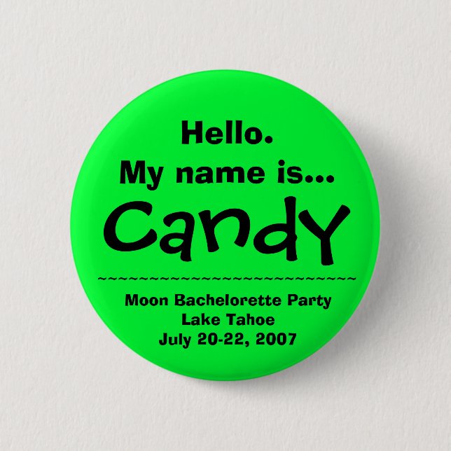 Hello.My name is Candy 6 Cm Round Badge (Front)