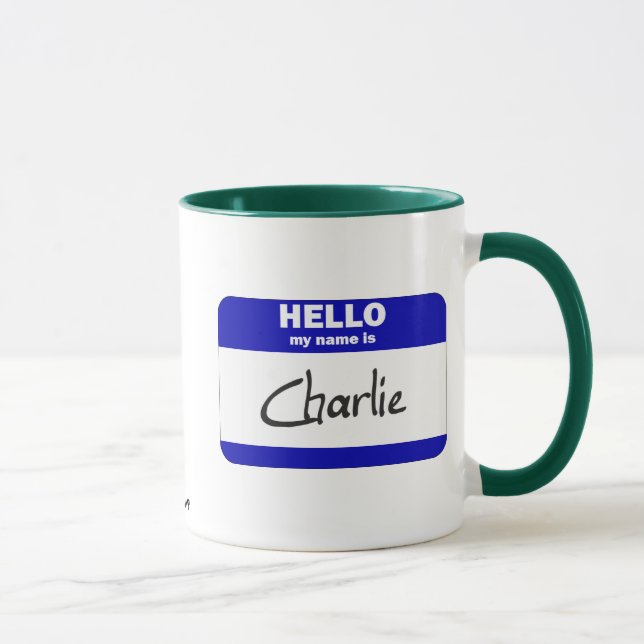 Hello My Name Is Charlie (Blue) Mug (Right)